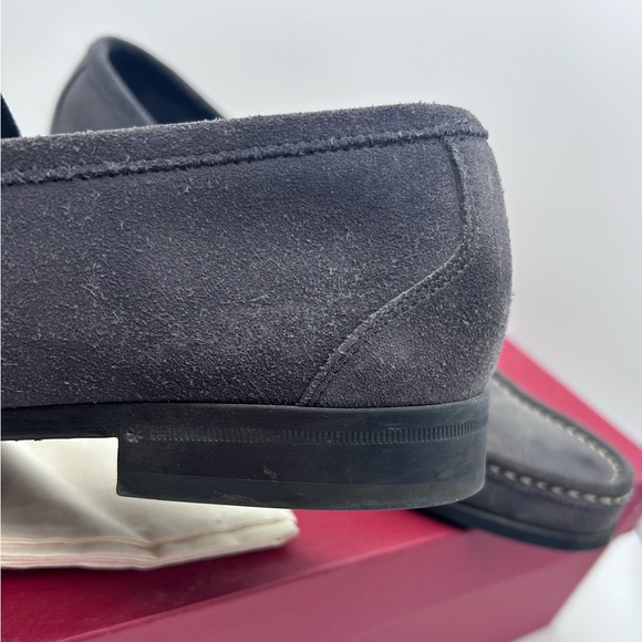 Salvatore Ferragamo Gancini Bit Loafers Men's US 9 D Gray Suede Leather Silver - Picture 13 of 15